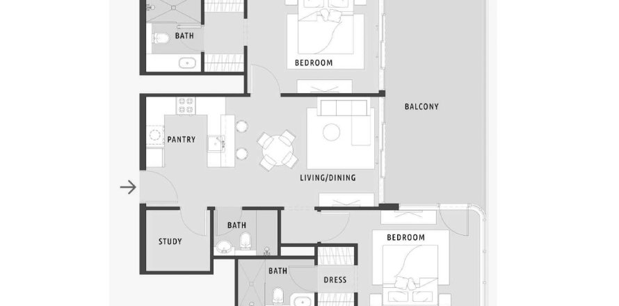 Квартира с 2 спальнями в Chelsea Gardens, Аль-Сатва, ОАЭ №98131