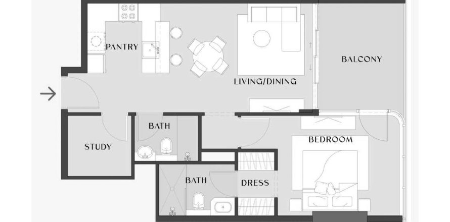 Appartement de 1 chambre à Chelsea Gardens Al Satwa, UAE No. 98129