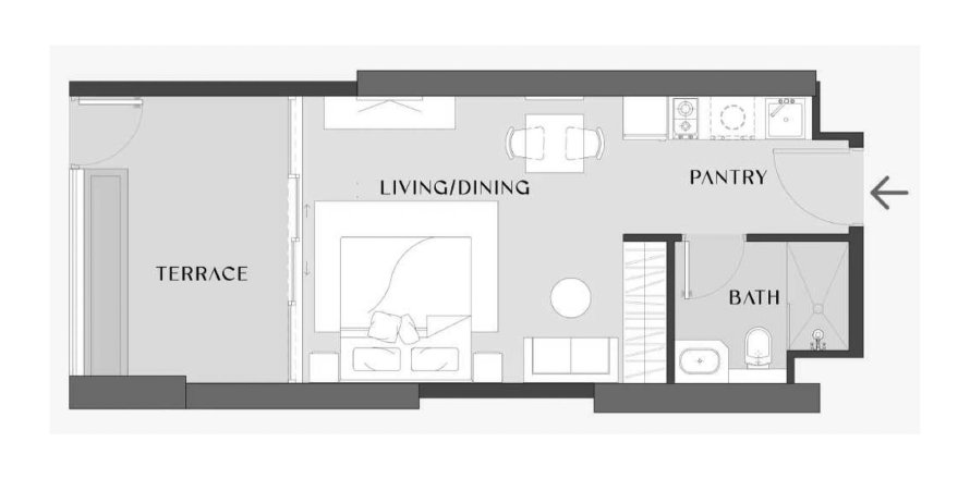 Appartement de Studio à Chelsea Gardens Al Satwa, UAE No. 98125