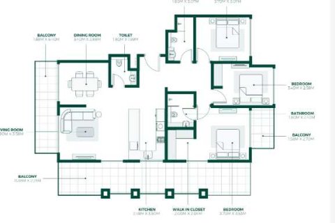 3 غرف نوم شقة  رقم 108724 5