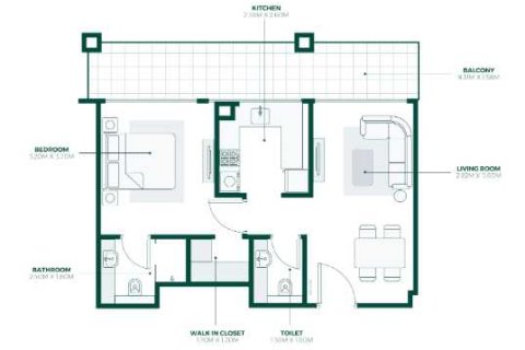 Квартира с 1 спальней  №108726 4
