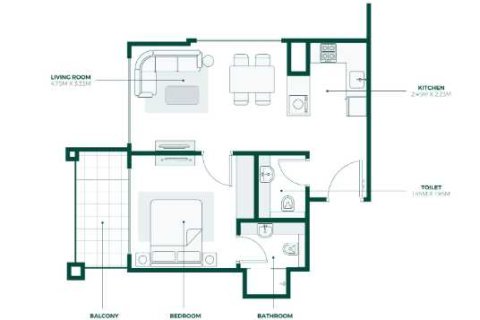 Квартира с 1 спальней  №108725 4