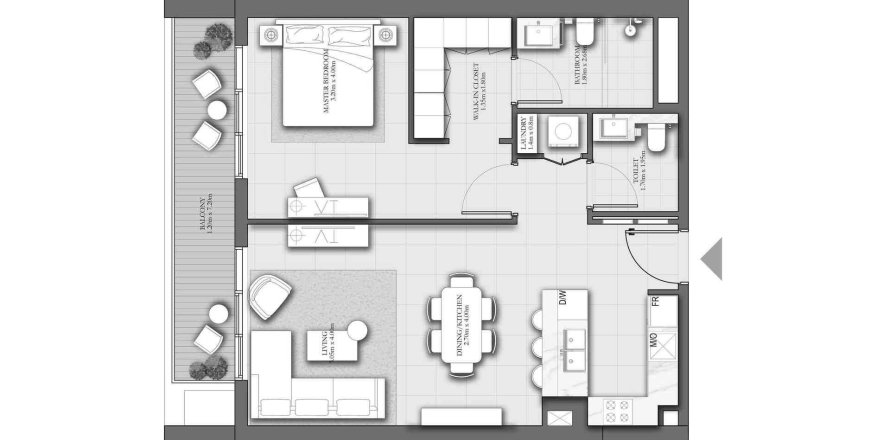 Квартира с 1 спальней в ROMA RESIDENCES, Джумейра Вилладж Серкл, ОАЭ №97820