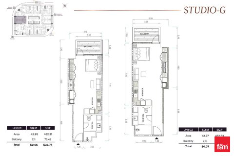 Appartement de 50.1m² à Dubai, UAE No. 100132 20