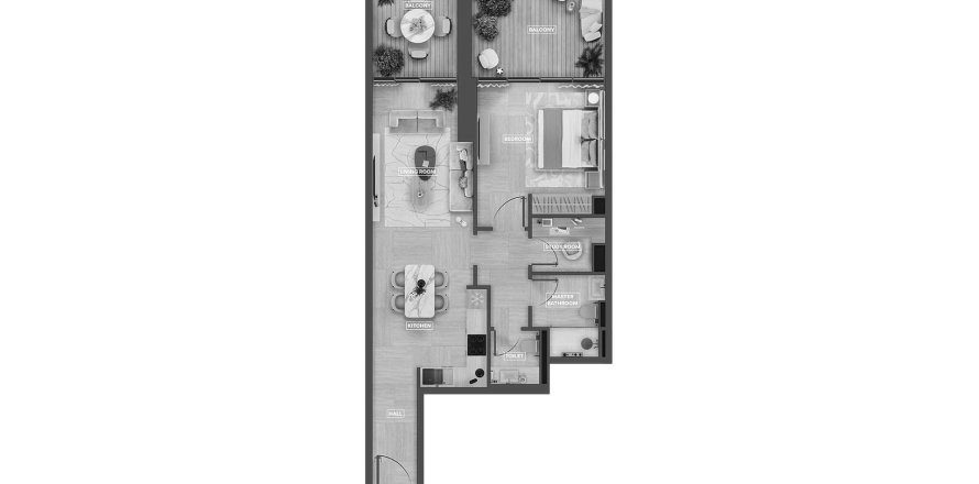 Квартира с 3 спальнями в SkyHills Astra, Al Barsha South, ОАЭ №98120