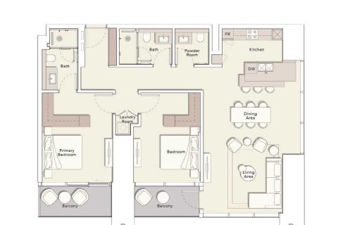 2 غرف نوم شقة في ONE RIVER POINT  رقم 108803 4