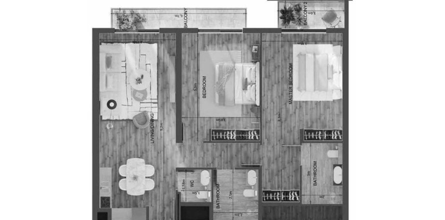 2 غرف نوم شقة في Mayfair Residence  رقم 124751