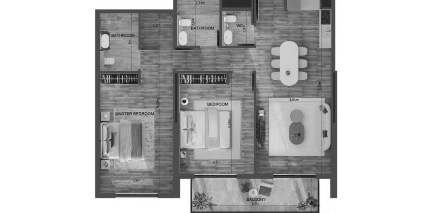 2 غرف نوم شقة في Mayfair Residence  رقم 124753