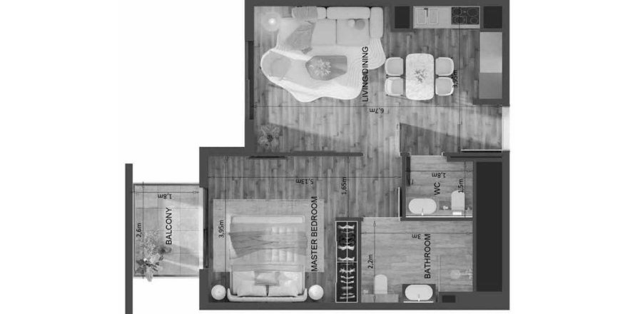 1 غرف نوم شقة في Mayfair Residence  رقم 124750