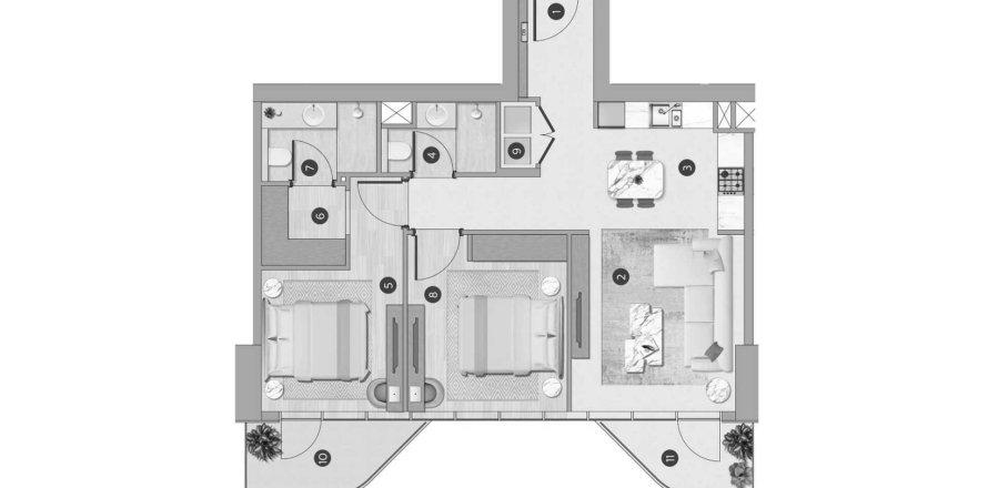 2 غرف نوم شقة في Flora Shore Beachfront Residences  رقم 117297