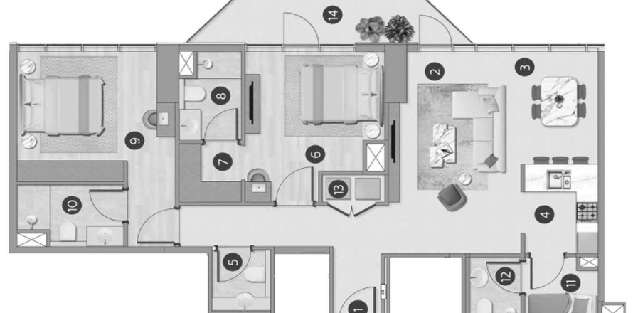 2 غرف نوم شقة في Flora Shore Beachfront Residences  رقم 117299