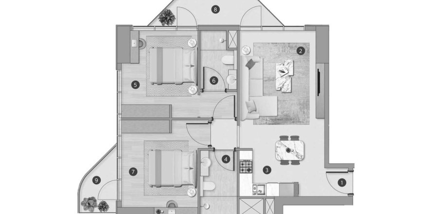 2 غرف نوم شقة في Flora Shore Beachfront Residences  رقم 117296