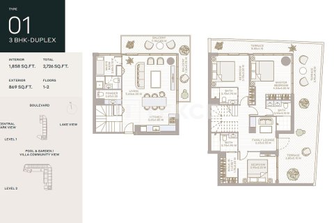 Duplex de 2 dormitorios en Dubai, UAE No. 140988 23