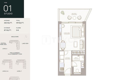 Duplex de 2 dormitorios en Dubai, UAE No. 140988 20