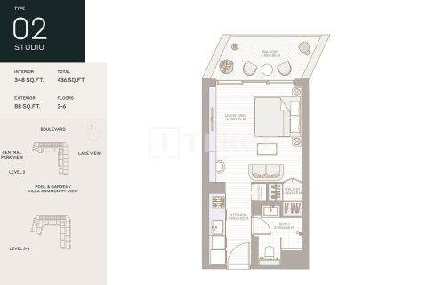 Duplex de 2 dormitorios en Dubai, UAE No. 140988 21