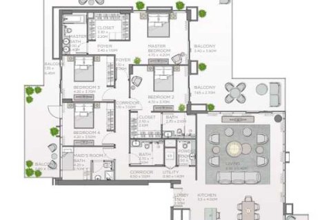 4 غرف نوم شقة  رقم 108643 8