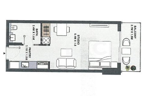 Квартира с 1 спальней №120331 13