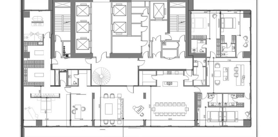 Планировка Пентхауса «4BR» с 5 спальнями в ЖК W Residences Dubai Harbour