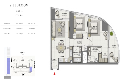 Квартира с 2 спальнями в Grandeur Residences, ОАЭ №165500 14
