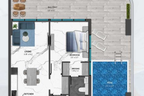 Квартира с 1 спальней  №108663 5