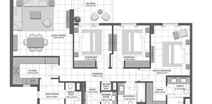 Квартира с 3 спальнями в CRYSTAL RESIDENCES, Maryam Island, ОАЭ №97835