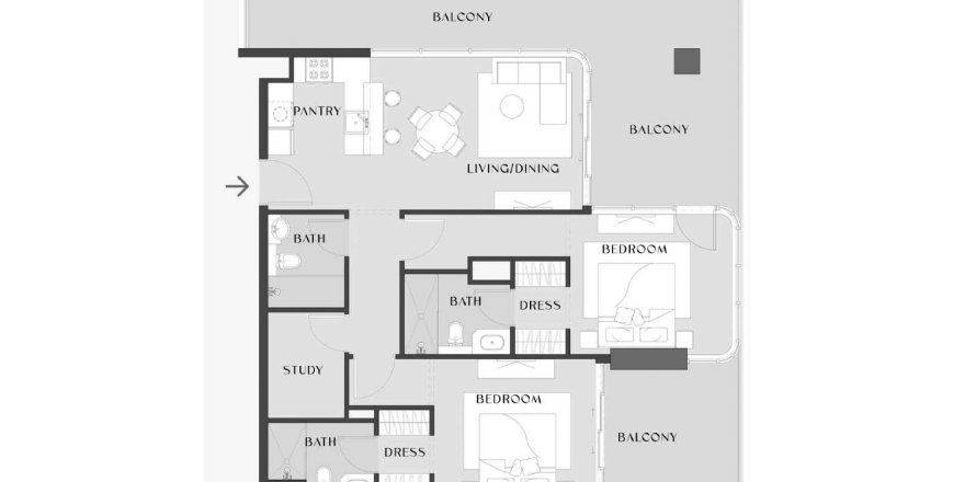 Appartement de 2 chambres à Chelsea Gardens Al Satwa, UAE No. 98132