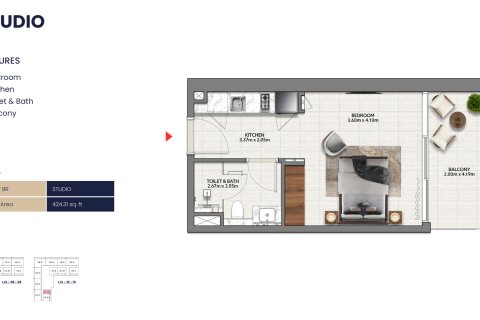Studio Apartment in MALLSIDE RESIDENCES Dubai Hills Estate, UAE No. 173159 5