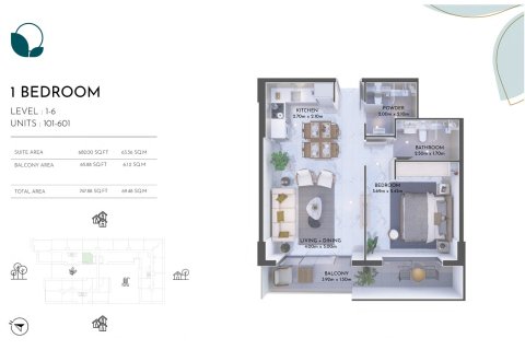 Apartment de 1 dormitorio en OLIVIA RESIDENCES Green Community, UAE No. 173155 8