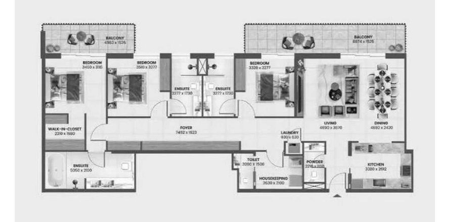 3 chambres Appartement plan d'étage «TYPE 02», Sunvale