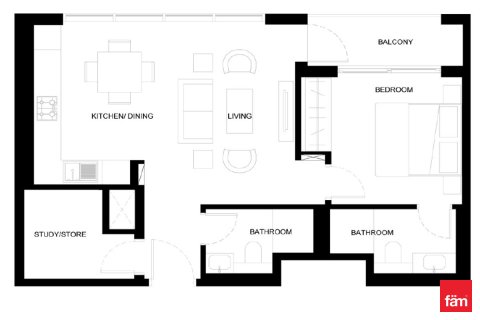 Appartement de 1 chambre  No. 111212 12