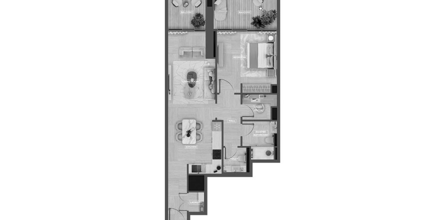 Apartment de 3 dormitorios en SkyHills Astra Al Barsha South, UAE No. 98100