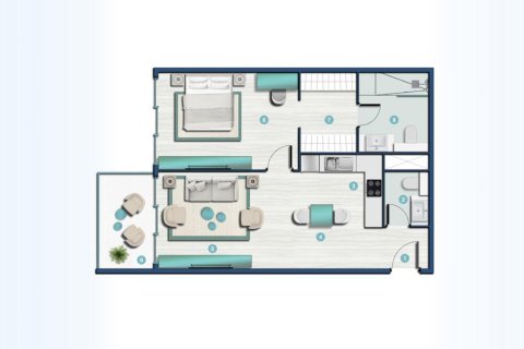 Квартира с 1 спальней  №124438 5