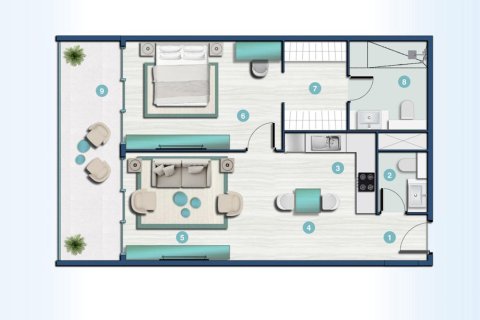 Квартира с 1 спальней  №124438 6