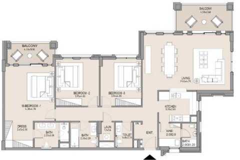 3 غرف نوم شقة  رقم 108602 4