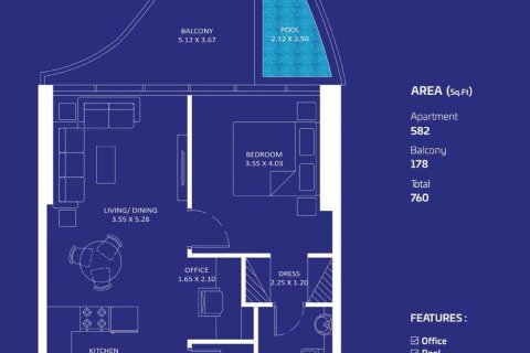 1 غرف نوم شقة في SAMANA CALIFORNIA  رقم 108815 5