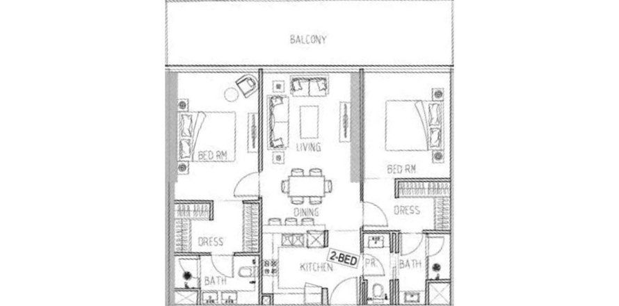 2 bedrooms Apartment floor plan «2BR» in DAMAC BAY 2