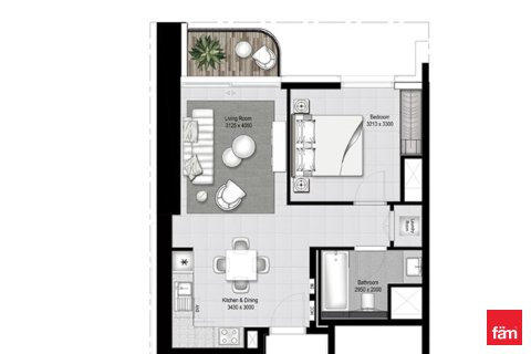 Квартира с 1 спальней  №120469 22