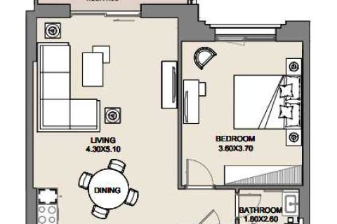 1 غرف نوم شقة  رقم 108609 5