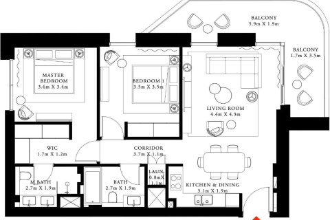 Квартира с 2 спальнями  №109052 4