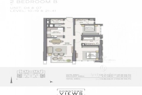 Квартира с 2 спальнями в Даунтаун Дубай (Даунтаун Бурдж Дубай), ОАЭ №141827 21