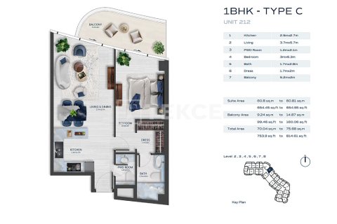 Appartement de 4 chambres à Al Marjan Island, UAE No. 144728 22