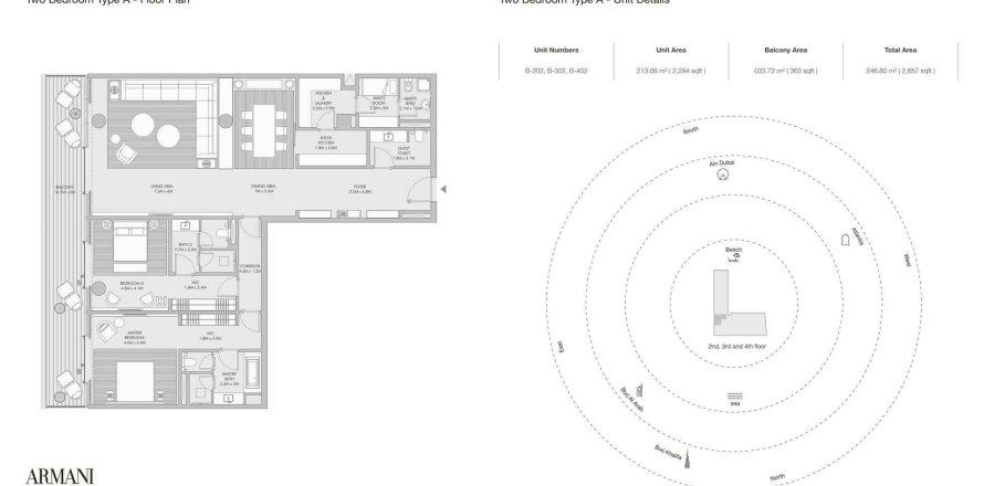 Apartment de 2 dormitorios en ARMANI BEACH RESIDENCES Palm Jumeirah, UAE No. 97664