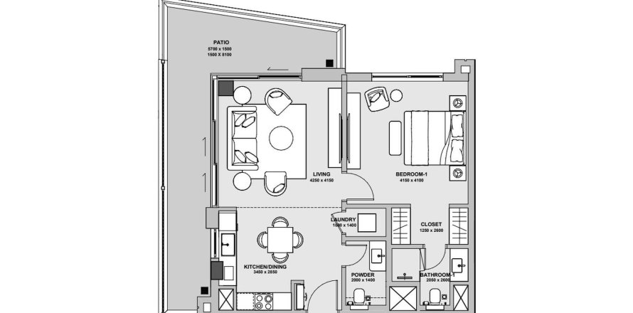 Квартира с 1 спальней в Palace Residences Marassi, Манама, Бахрейн №61178