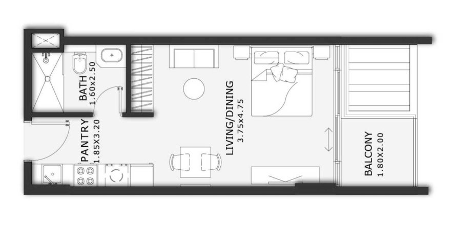Studio Appartement plan d'étage «Studio», Enqlave By Aqasa
