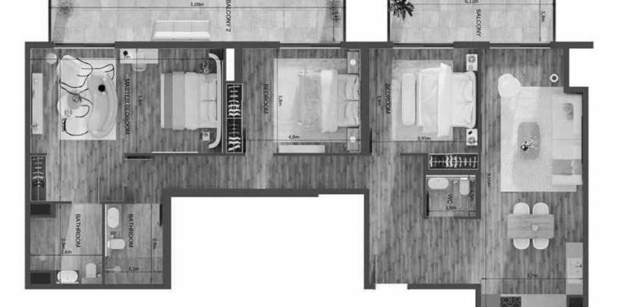 3 غرف نوم شقة في Mayfair Residence رقم 124756