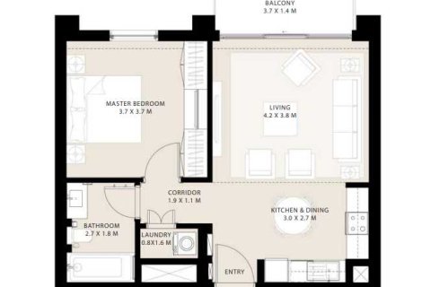 Квартира с 1 спальней  №108927 6