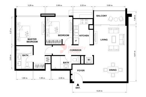 Apartment de 2 dormitorios en Dubai, UAE No. 203529 12