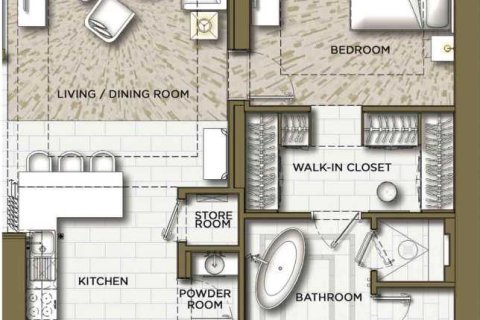 Квартира с 1 спальней  №108720 5