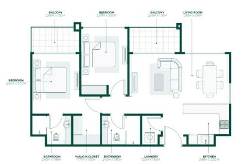 2 غرف نوم شقة  رقم 108722 5