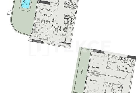 Квартира с 1 спальней  №118019 28